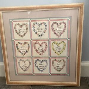 Valentine Wooden Framed Heart Art with Love Quotes 17” x 17”